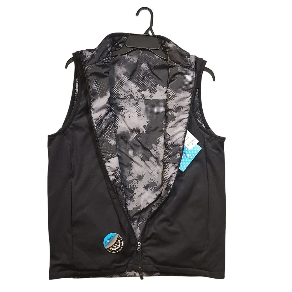 Birdie Bound Mens Reversible Golf Vest Black Camo Full Zip Mock‎ Neck Large NWT